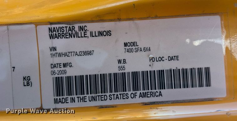 image for item NI9047 2010 International WorkStar 7400  dump truck