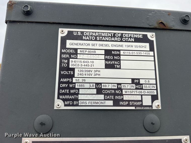 image for item NI9090 2010 Schutt Industries MEP-804B  generator