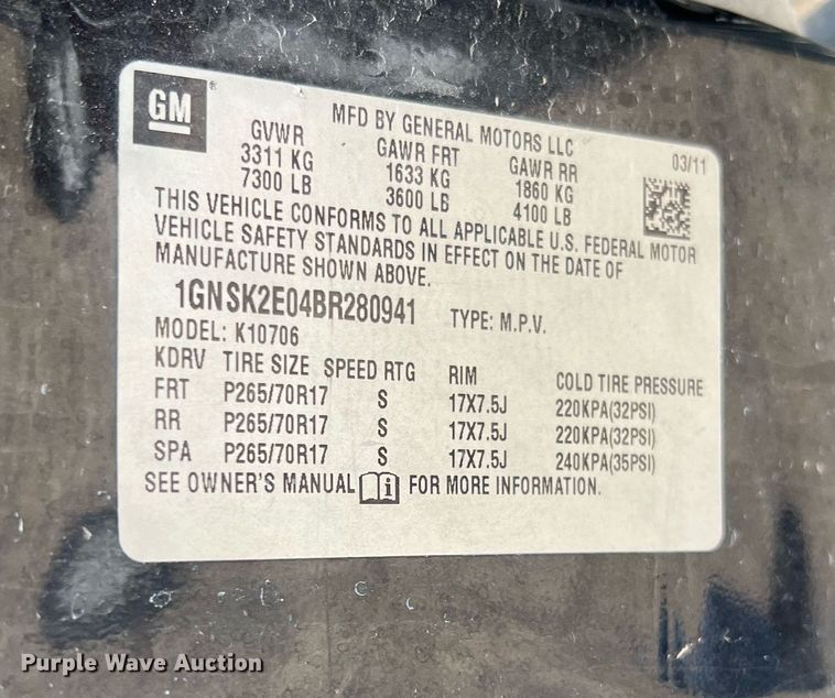 image for item NI9091 2011 Chevrolet Tahoe  Police SUV