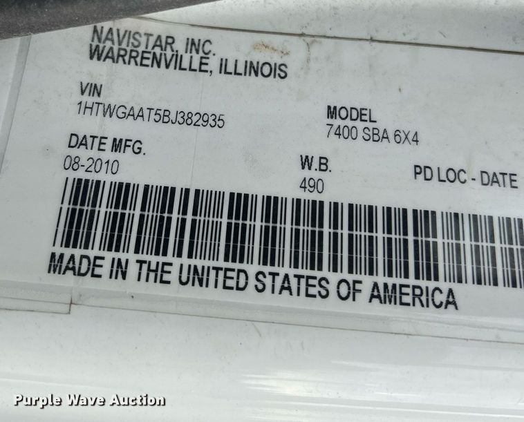 image for item NL9118 2011 International WorkStar 7300  dump truck