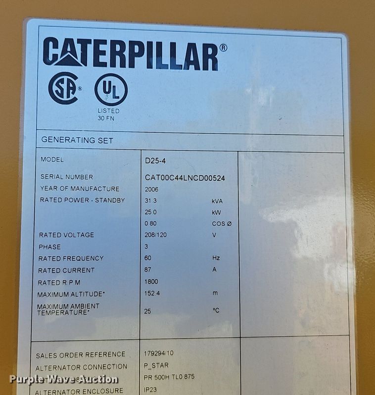 image for item NP9035 2006 Caterpillar D25-4  generator