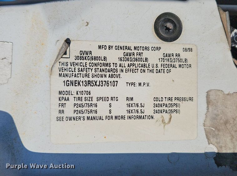 image for item NP9066 1999 Chevrolet Tahoe  SUV