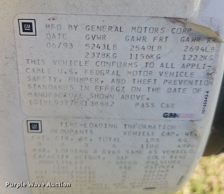 image for item NP9069 1993 Chevrolet Caprice Classic