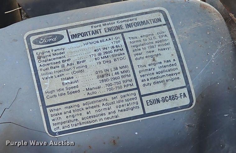 image for item NP9081 1987 Ford F700  manure spreader truck