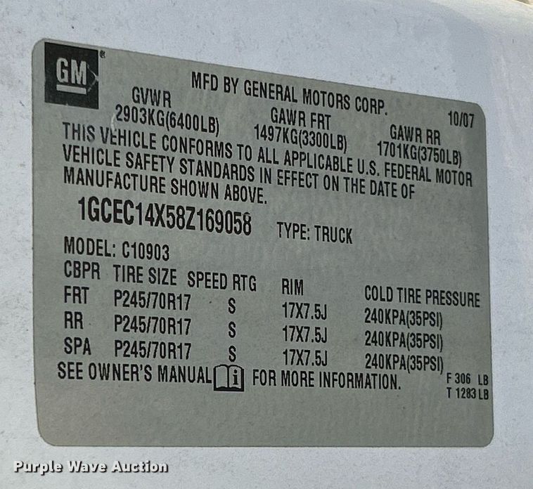 image for item NQ9994 2008 Chevrolet Silverado 1500  pickup truck