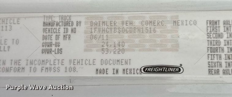 image for item OK9047 2012 Freightliner Business Class M2  refuse truck