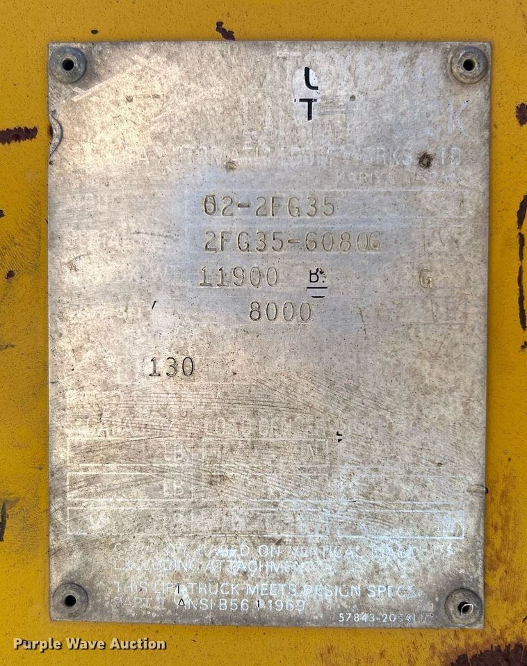 image for item DJ6354 Toyota 2FG35  forklift