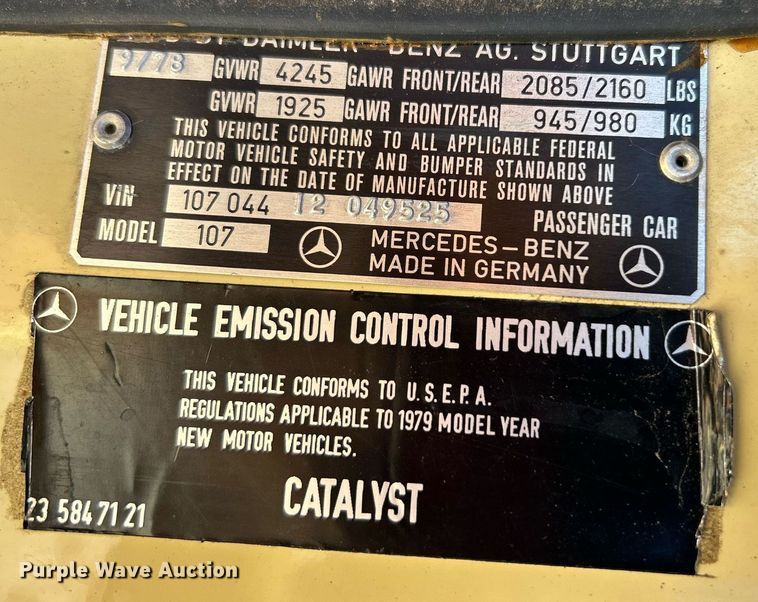 image for item DJ6434 1979 Mercedes Benz 107