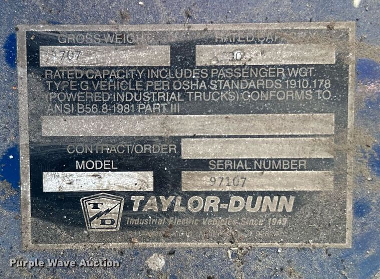 image for item DJ6441 Taylor Dunn  utility vehicle