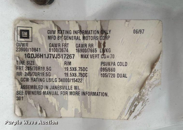 image for item DJ6468 1997 GMC C6500  dump flatbed truck