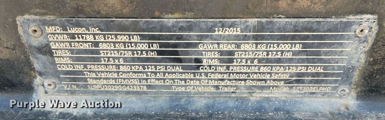 image for item DP0111 2016 Custom Heavy Haul 12T202ELPHD  equipment trailer