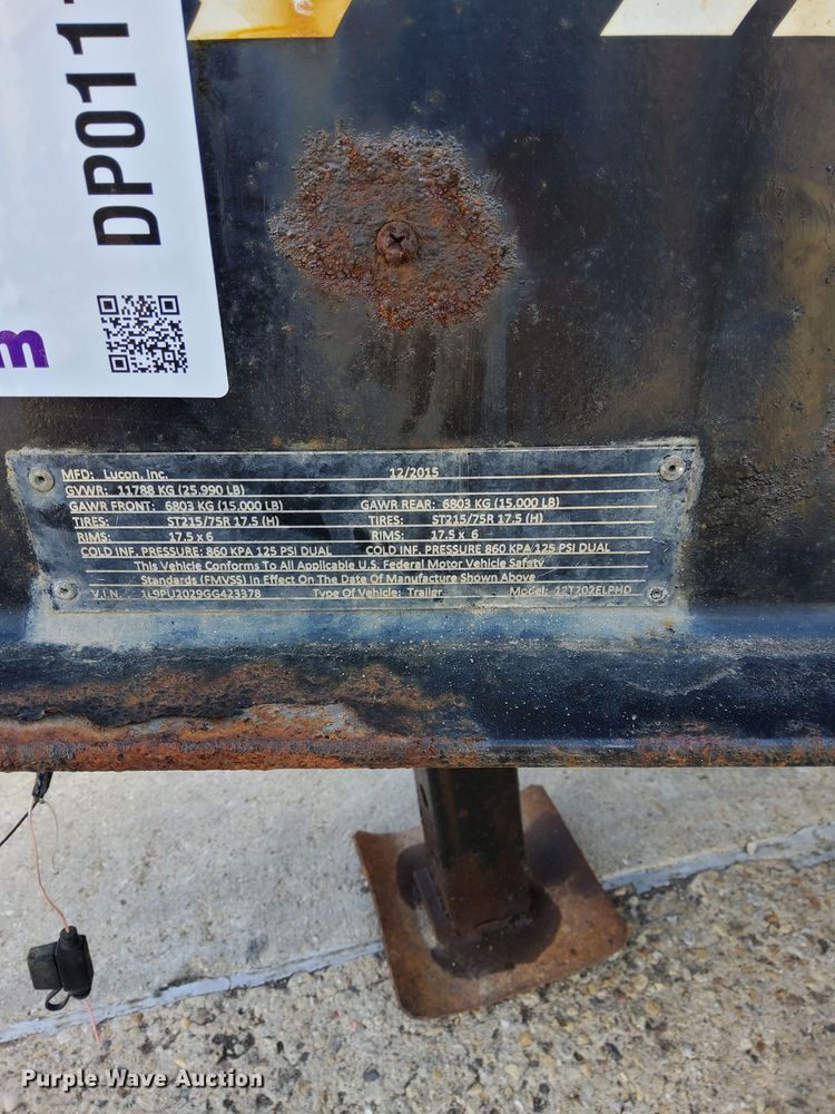 image for item DP0111 2016 Custom Heavy Haul 12T202ELPHD  equipment trailer