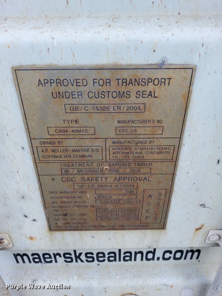image for item DP0208 2004 NINGBO XINHUACHANG CX04-40MAE  shipping container