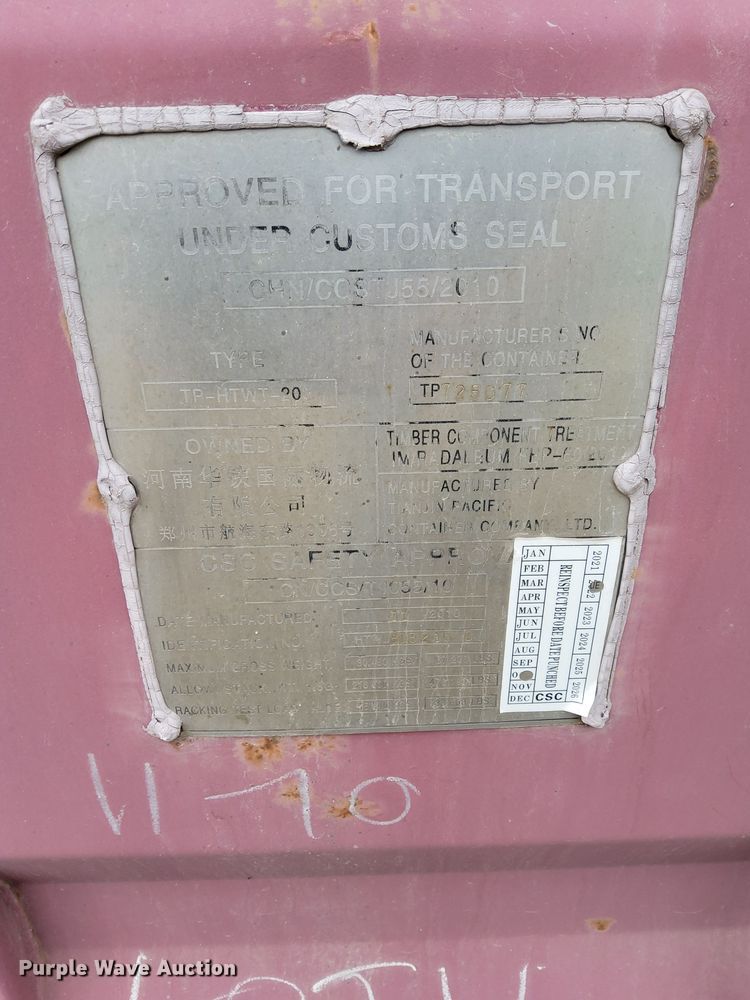 image for item DP0213 2010 Tianjin Pacific Container company Ltd TP-HTWT-20  shipping container