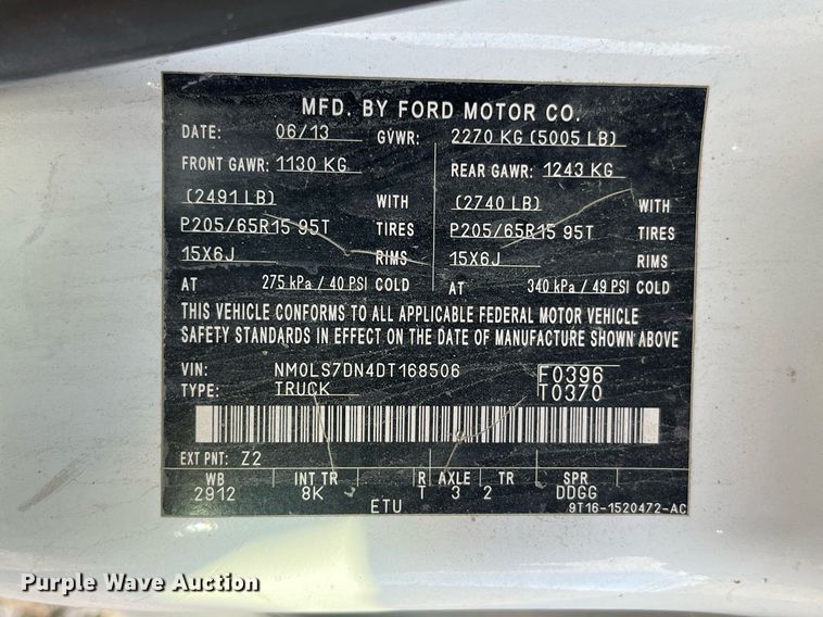 image for item DP2125 2013 Ford Transit Connect XLT  van