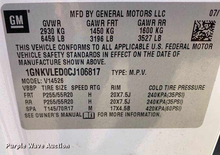 image for item DP8715 2012 Chevrolet Traverse LTZ  SUV