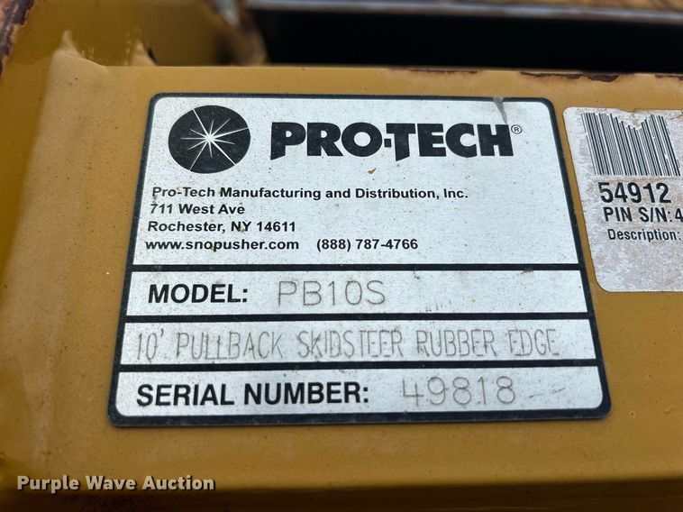 image for item DQ1017 Pro-Tech PB10S  skid steer snow pusher