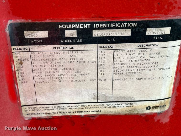 image for item DQ1020 1975 Dodge D800  pumper fire truck