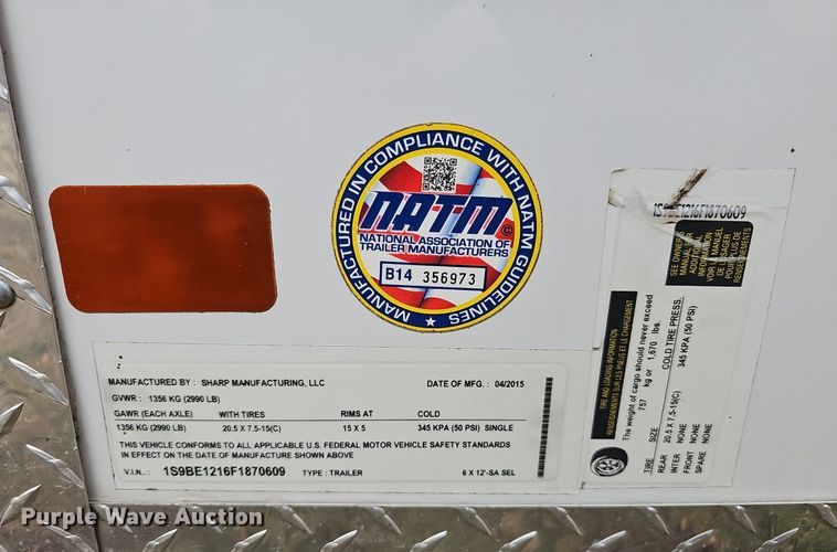 image for item DS5656 2015 Sharp  enclosed cargo trailer