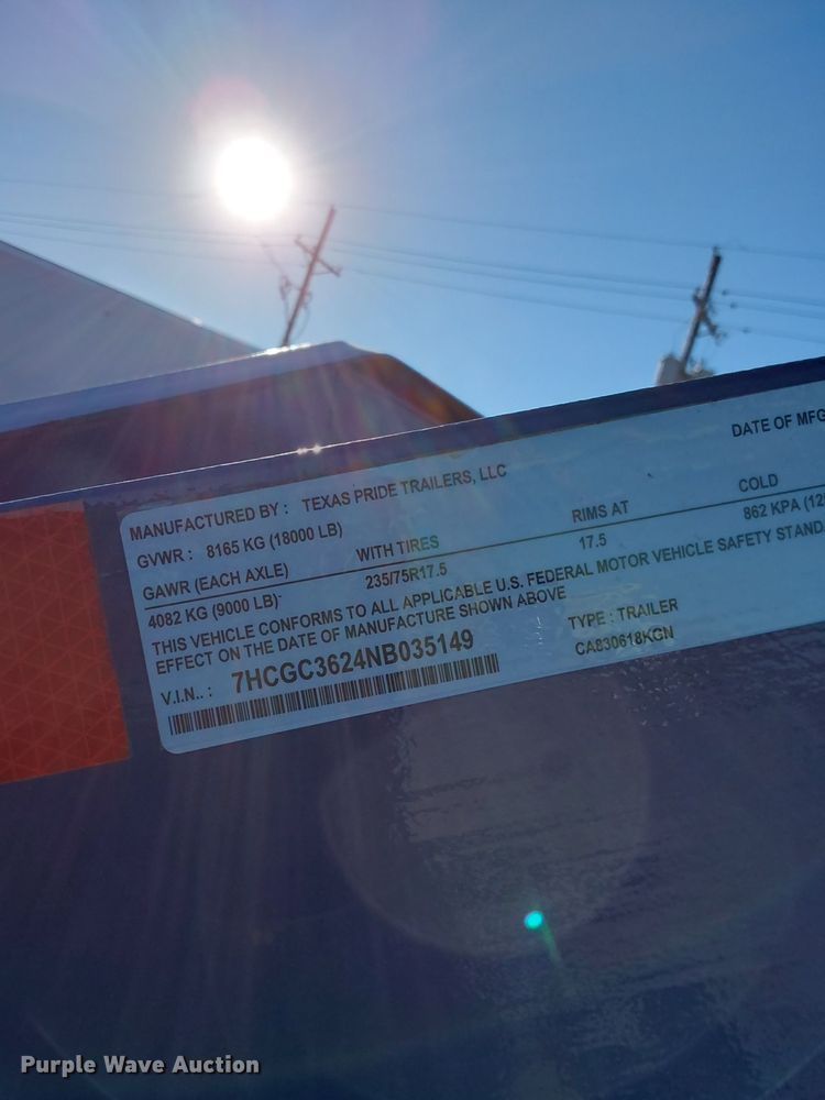 image for item DS5682 2022 Texas Pride  equipment trailer