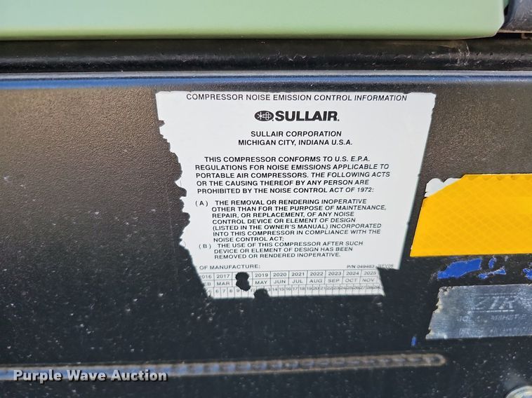 image for item DS5683 2018 Sullair 185D DPQ KU4F  air compressor