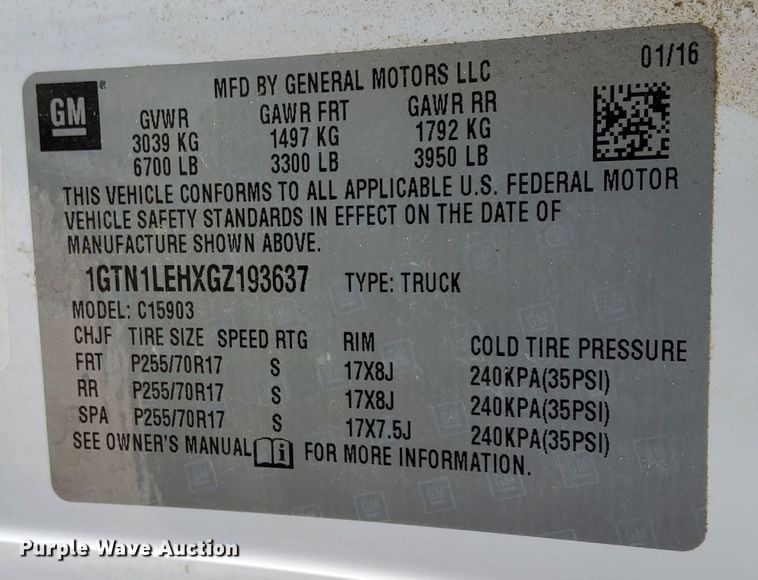 image for item DW2879 2016 GMC Sierra 1500  pickup truck