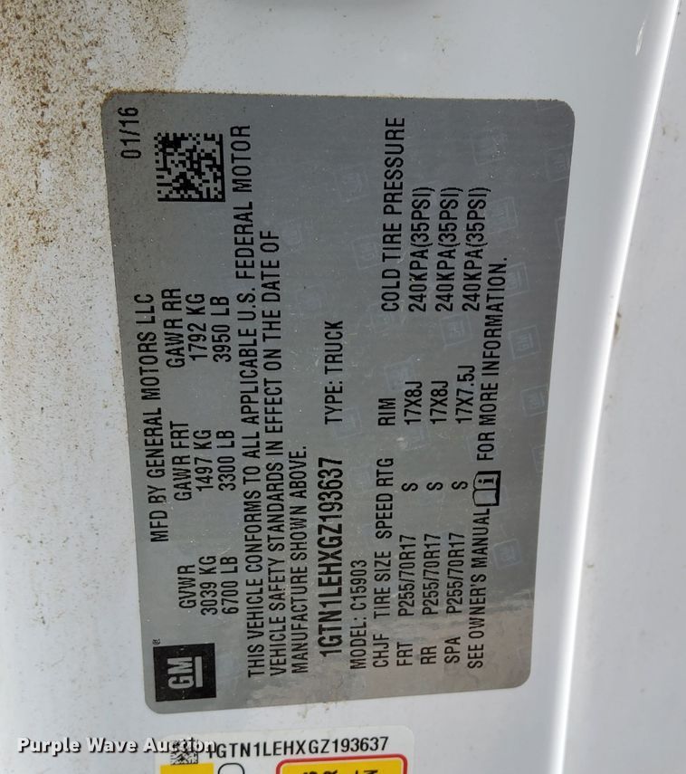 image for item DW2879 2016 GMC Sierra 1500  pickup truck