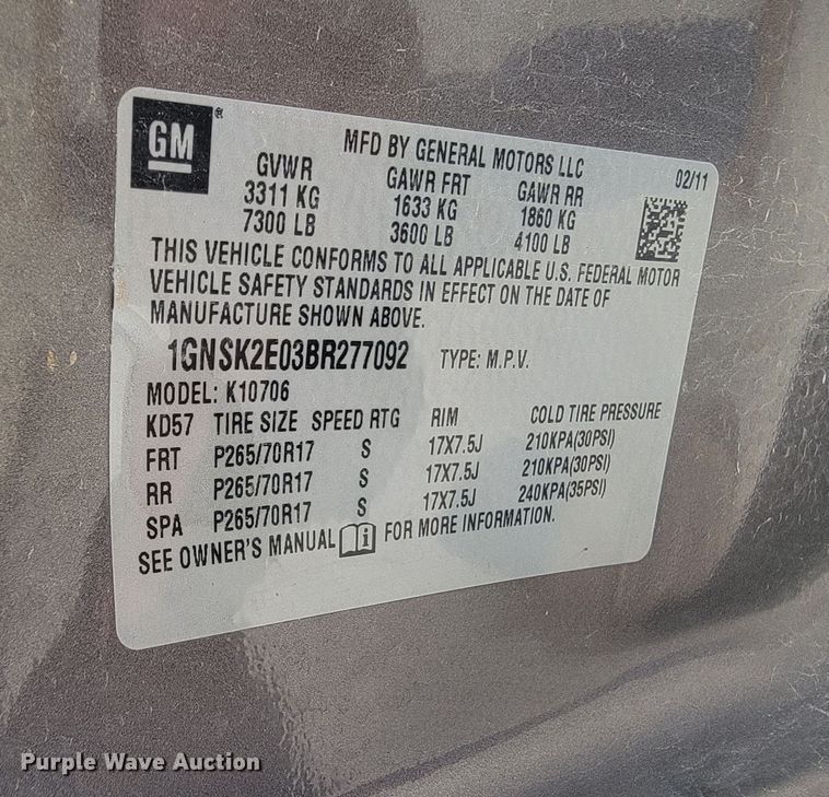 image for item JW9623 2011  Chevrolet Tahoe Police  SUV