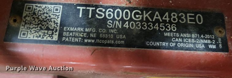 image for item LO9875 2018 Exmark Turf Tracer  ZTR lawn mower