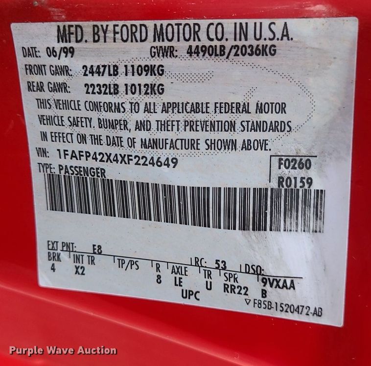 image for item MJ9460 1999 Ford Mustang GT