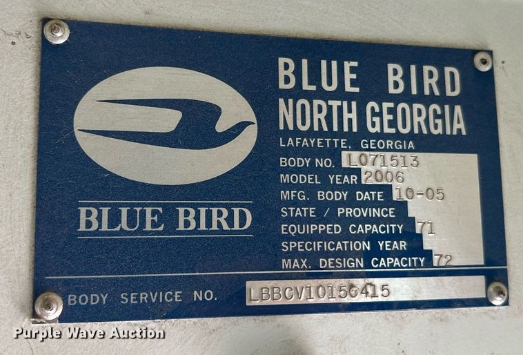 image for item NA9100 2006 Blue Bird  school bus