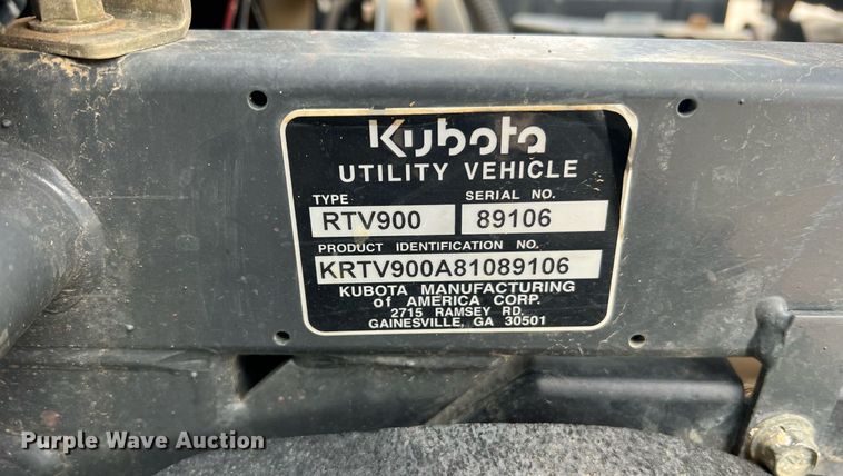 image for item NA9295 2007 Kubota RTV900  utility vehicle