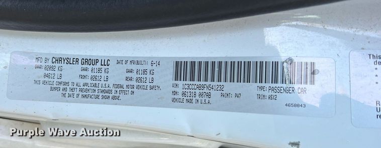 image for item NI9084 2015 Chrysler 200 