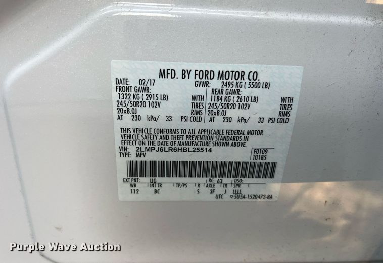 image for item NI9086 2017 Lincoln MKX  SUV