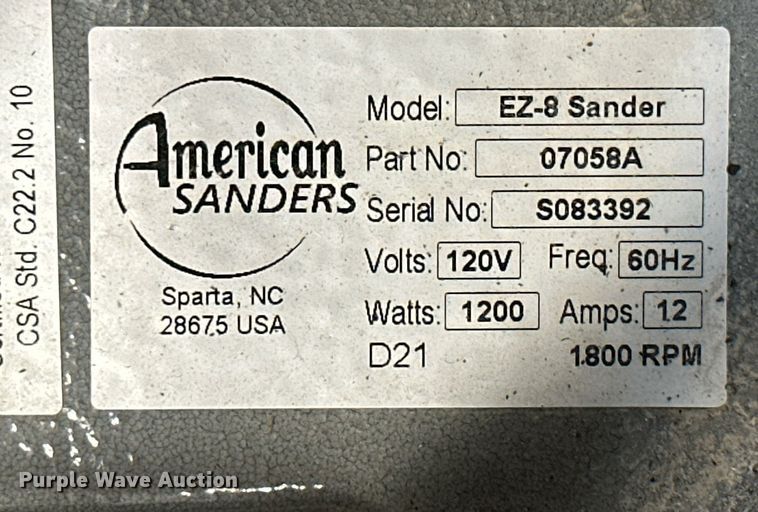 image for item NO9301 American Sanders EZ-8  drum sander