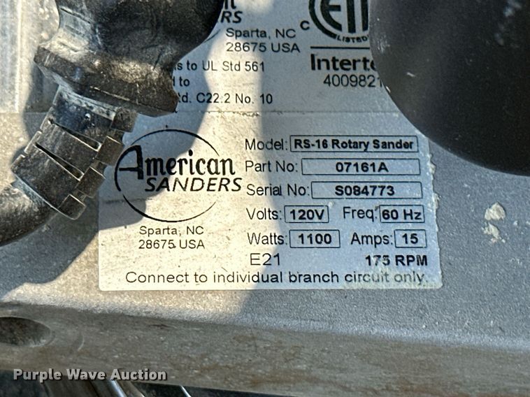 image for item NO9313 American Sanders RS-16  rotary sander