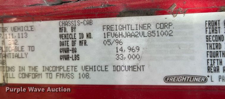 image for item NR9018 1996 Freightliner FL70  fuel truck