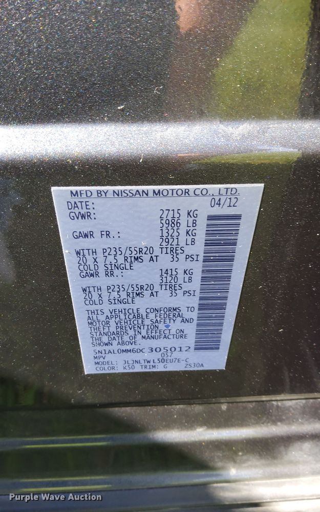 image for item NR9019 2013 Infiniti JX35  SUV