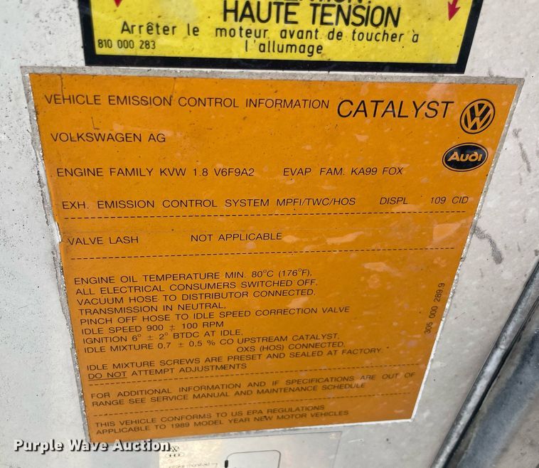 image for item NY9945 1989 Volkswagen Fox