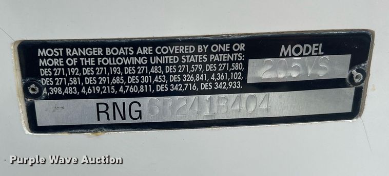 image for item OA9010 2004 Ranger 205VS  boat