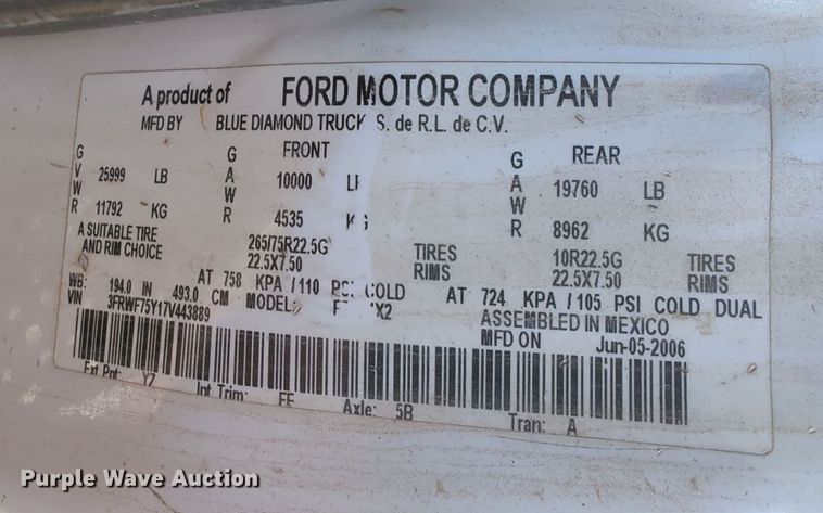 image for item OL9052 2007 Ford F750 Super Duty  box truck