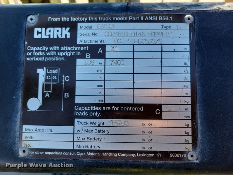 image for item DA7217 Clark CGP40  forklift