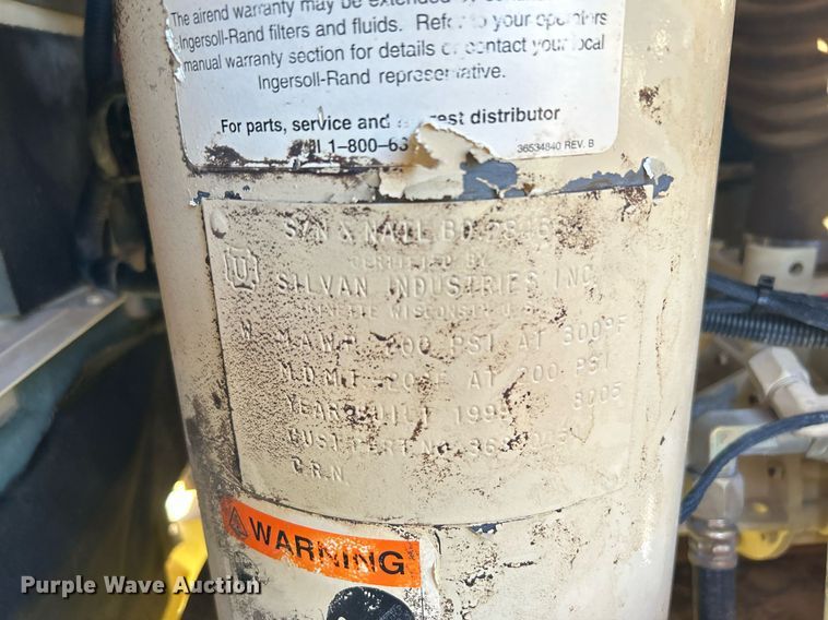 image for item DJ6358 1999 Ingersoll Rand P185WJD  air compressor