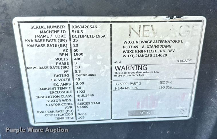 image for item DJ6445 Warren Power Systems WCW204MH  light plant