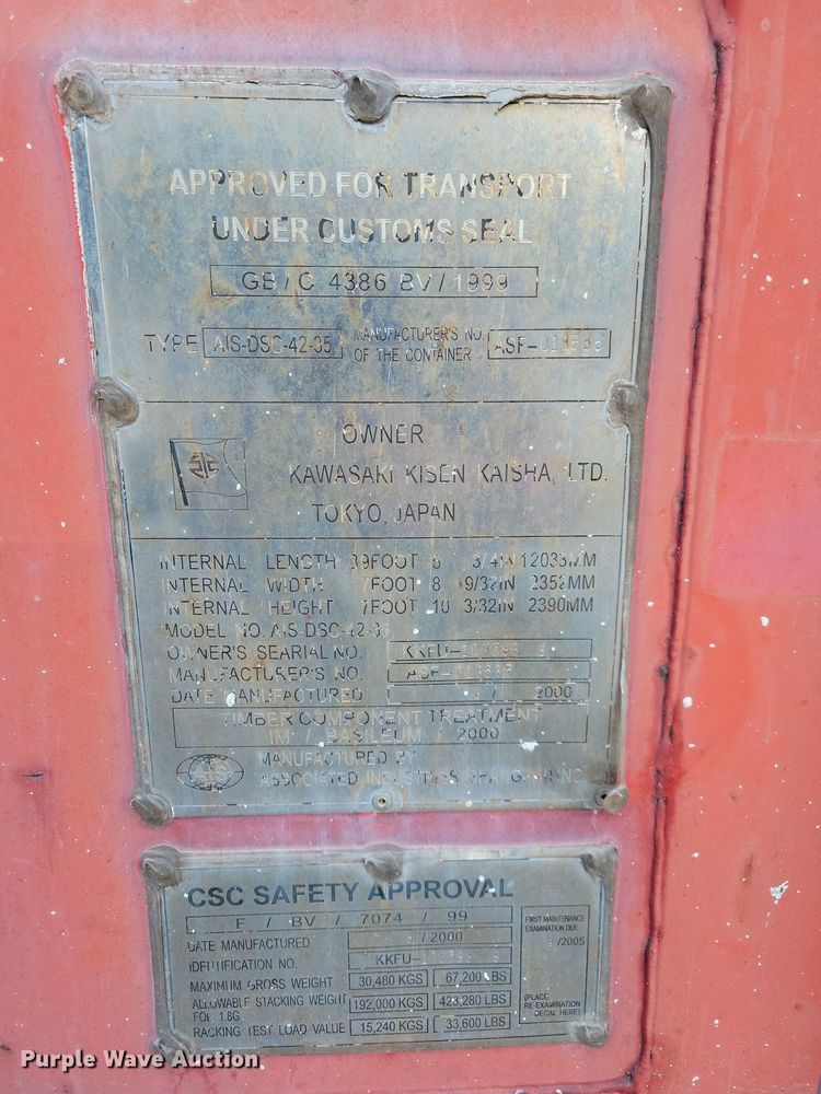 image for item DN4157 2000 Kline  shipping container