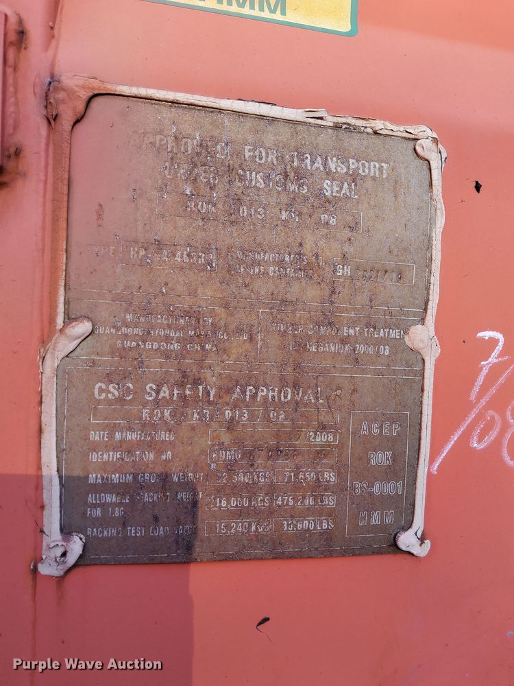 image for item DN4166 2008 Hyundai  shipping container