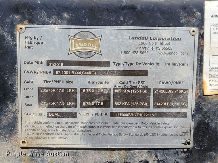 image for item DN4177 2015 Landoll 440  tilt deck equipment trailer