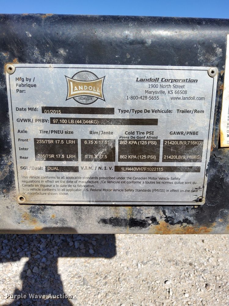 image for item DN4177 2015 Landoll 440  tilt deck equipment trailer