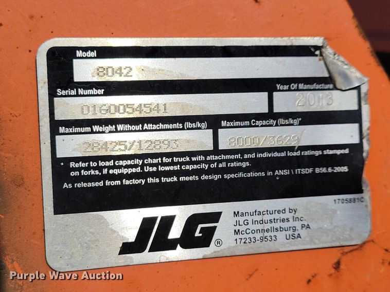 image for item DN4185 2013 JLG Skytrak 8042  telehandler
