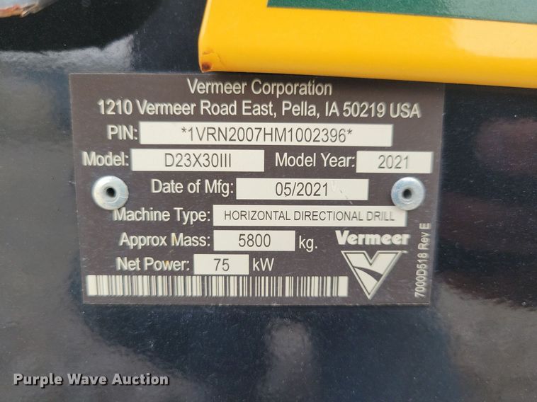 image for item DN4187 2021 Vermeer D23X30 Navigator S3  directional boring unit